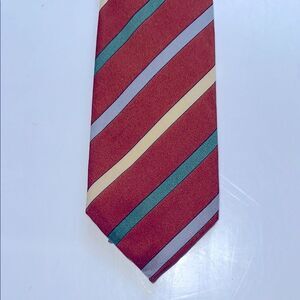 Vintage 70s/80s Damon orange, gray, green, cream diagonal‎ stripe tie
